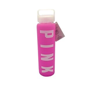 Victoria's Secret Pink Screw‎ on Top Pink Sleeve Glass Bottle Water 20 oz
